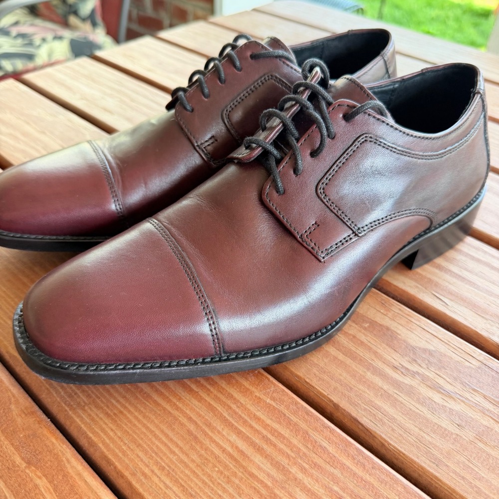 J Murphy by Johnston & Murphy Mens 8M Burgundy Leather Cap Toe Derby 59-11703